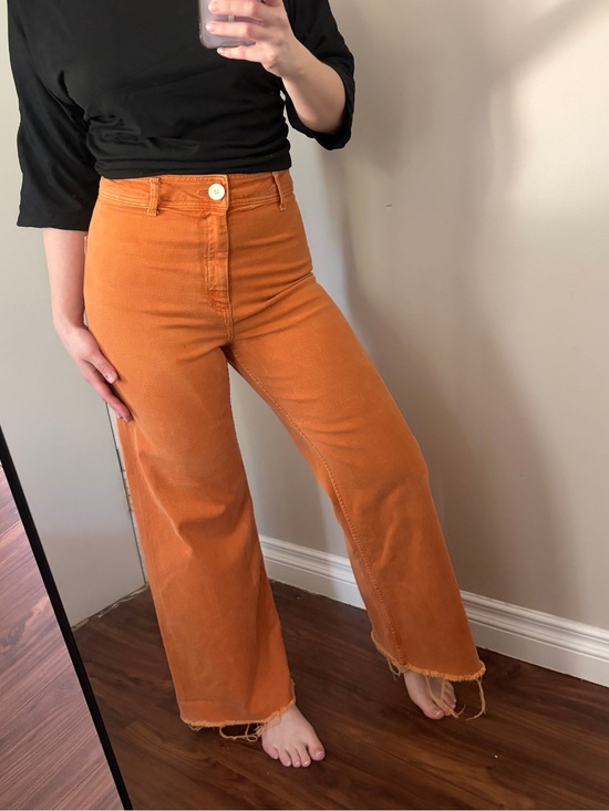 Zara Denim - Zara burnt orange high rise wide leg flare jeans